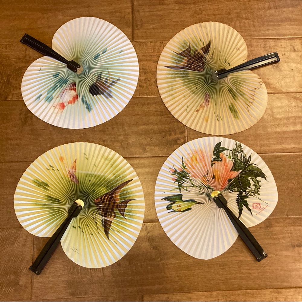 4 Vintage Chinese Folding Fans